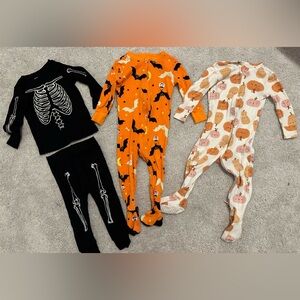 (3) Halloween & fall pajamas, size 12-18 months